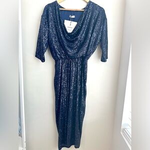 Goddiva Navy Sequin Party Dress
